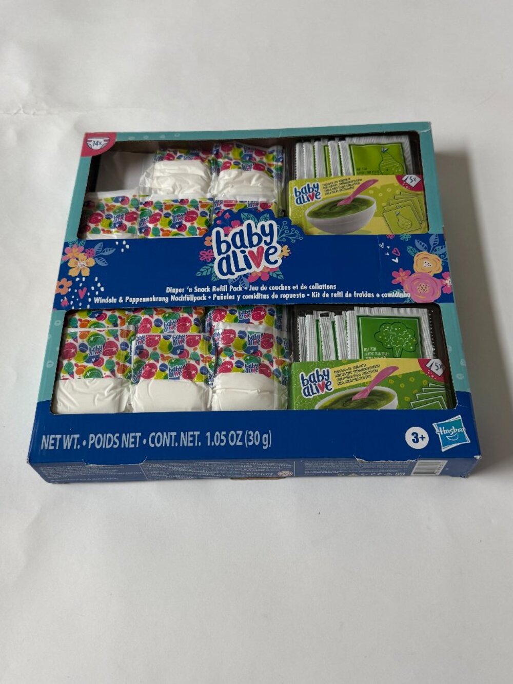 Baby Alive Diaper 'n Snack Refill Pack Doll Food MISSING 3 DIAPERS 2019 Hasbro